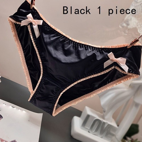 Women Satin Briefs Panties Underwear Sex Lingerie Bow Frilly Silky Lolita Cute - Picture 13 of 18