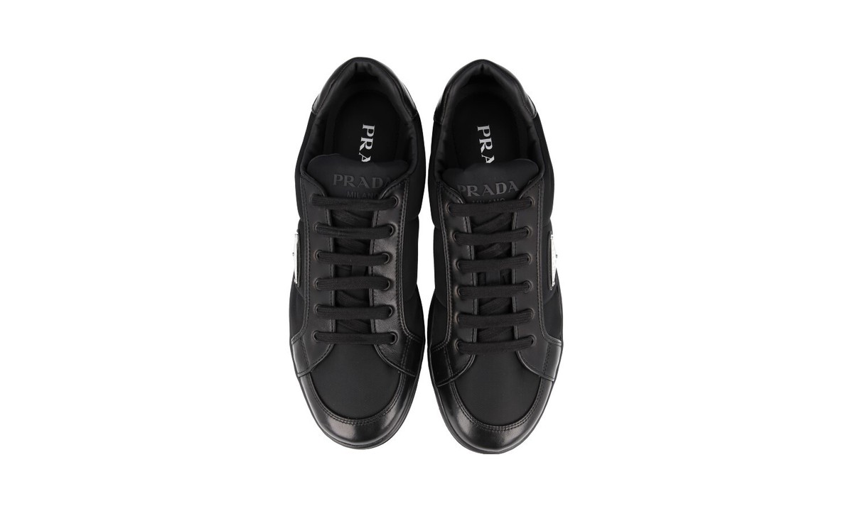 PRADA|SNEAKERS (2EE395 F G000 3ABU F0009) PRADA Leather Downtown Sneakers - 2EE395 - Black - NEW - US