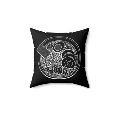 Spun Polyester Ramen Noodles Square Pillow
