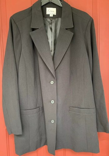NEW Linea by Louis Dell'Olio Black Woven Button Dress Blazer Coat Plus Size 24W - Picture 2 of 2