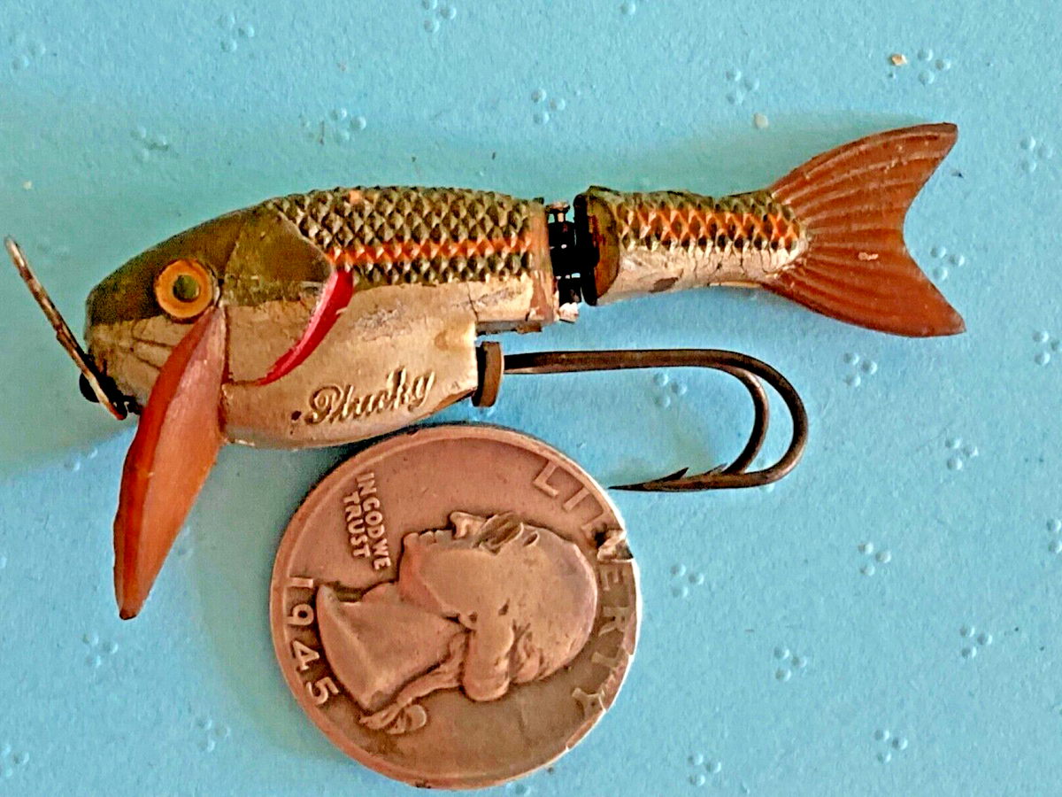 VINTAGE Plucky The Swimming Lure SWIM Jointed Fishing Minnow