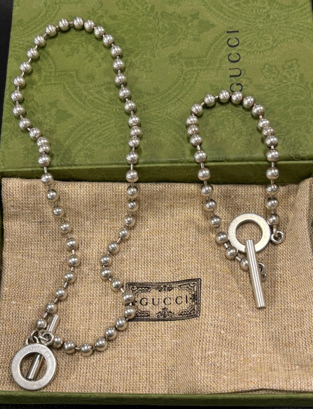 Ensemble collier et bracelet Gucci Boule en argent sterling avec fermoir à bascule et bague