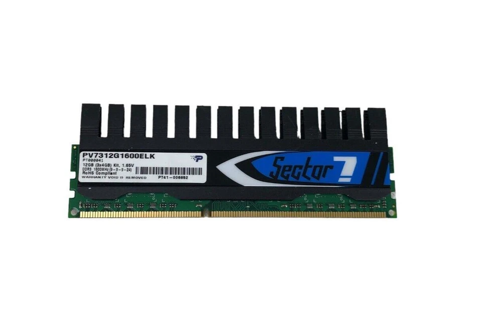 Lot of 4 Patriot Sector 7 RAM 3x4GB DIMM 1600MHz DDR3 Memory (PV7312G1600ELK). - Image 2 of 4