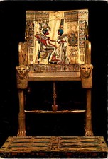 Egyptian Museum, Tutankhamen's Treasures, King's golden throne, ART, E Postcard