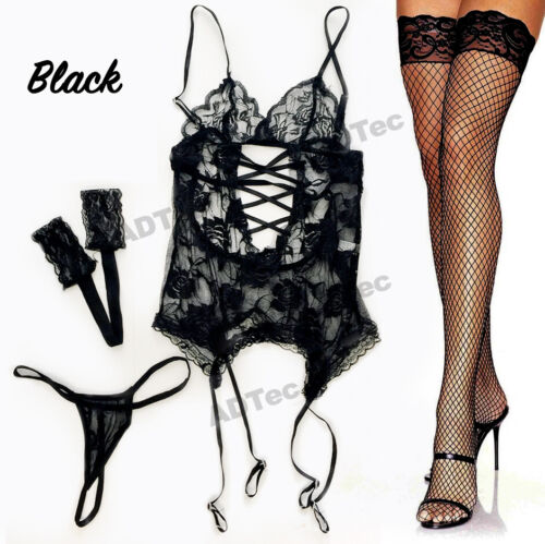 Women Sexy Lingerie Lace Erotic Underwear Set G-String Nightwear Sleepwear AU - Picture 8 of 12