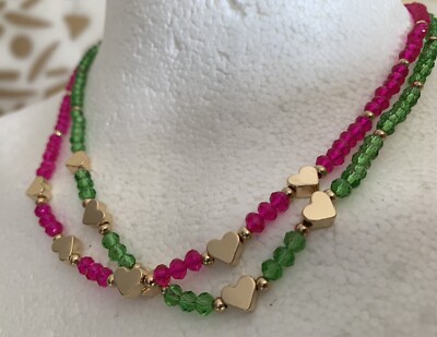 Heart Charm Beaded Necklace Boho Pretty Cute Quirky Festival Pixie Neon Bright