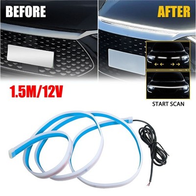 Dynamic Scan Start Up Hoodbeam Kit Flexible Car Hood LED Meteor Strip Lights 5ft