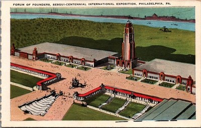 1926 Philadelphia Sesqui-Centennial Forum of Founders Tower of Light Postcard