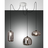 Pendelleuchte Fiona, 3-Flammig, 3X E27 Max. 60W, Metall / Geblasenes Glas, Grau