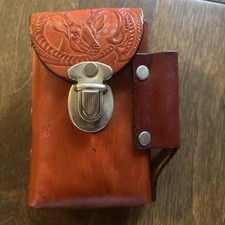 Hand-Crafted Leather Cigarette And Lighter Belt Case, Buck/deer Made In USA