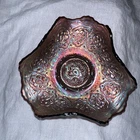 Vintage Fenton Persian Medallion Marigold Amythyst Tri-cornered Carnival Dish