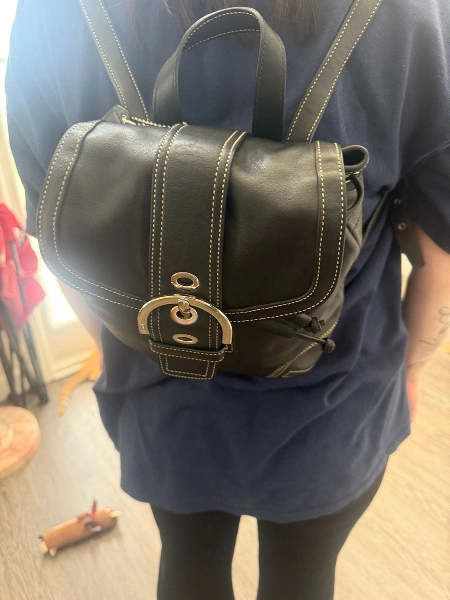 Authentic Vintage Coach Legacy Studio Black Leather Drawstring Backpack 9368 Y2K COACH Y2K Vintage Legacy Black Luxury Designer Leather  main image 4
