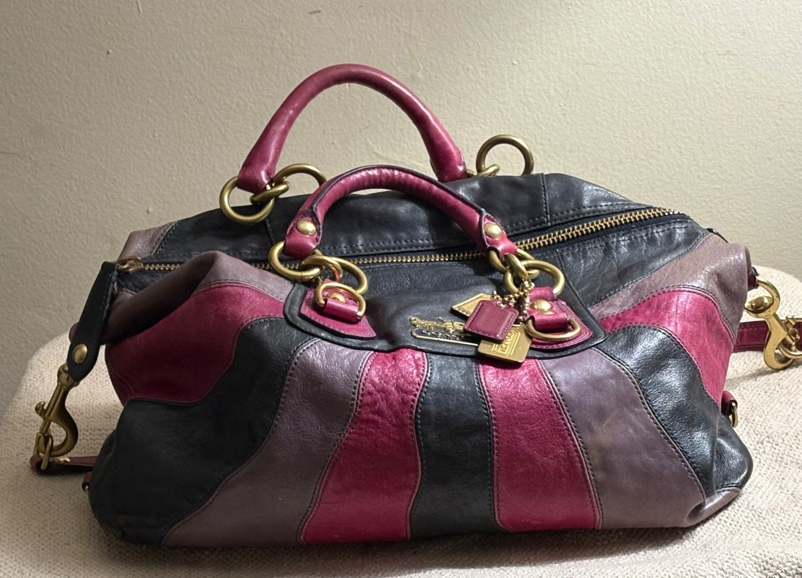 RARE VINTAGE COACH MADISON LEATHER OMBRE PURPLE LG SA… - Gem