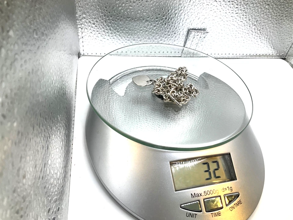 Collar Gargantilla Sterling Corazón Palanca 16.5" Rolo 925 Cadena 32 Gramos Foto 4 de 4