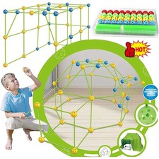 175 pcs Kids Construction Fort Building Kit Castles 3D Play House Tent Toys Gift