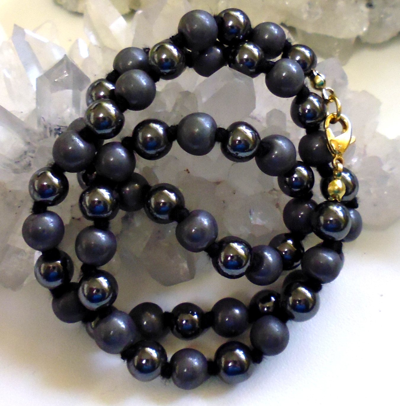 HÄMATIT  Edelstein Kette  KUGELKETTE  50cm/8mm  matt und glänzend   Nr.1