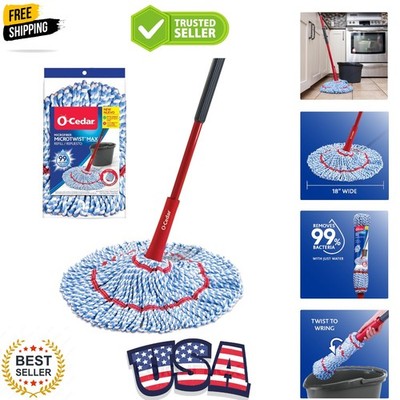 18-Inch Microfiber Twist Mop with Comfortable Foam Grip & Extra Refill Included