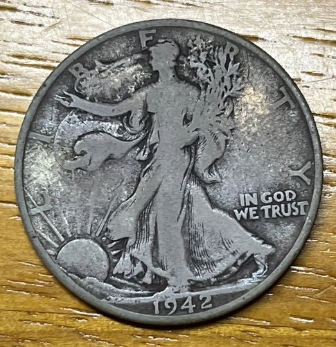 1942 D Key Date Liberty Walking Silver Half Dollar Good Circulated Condition