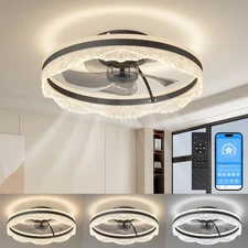 20" Modern Ceiling Fan Light Kit Flush Mount LED Lamp Fixture Dimmable w Remote