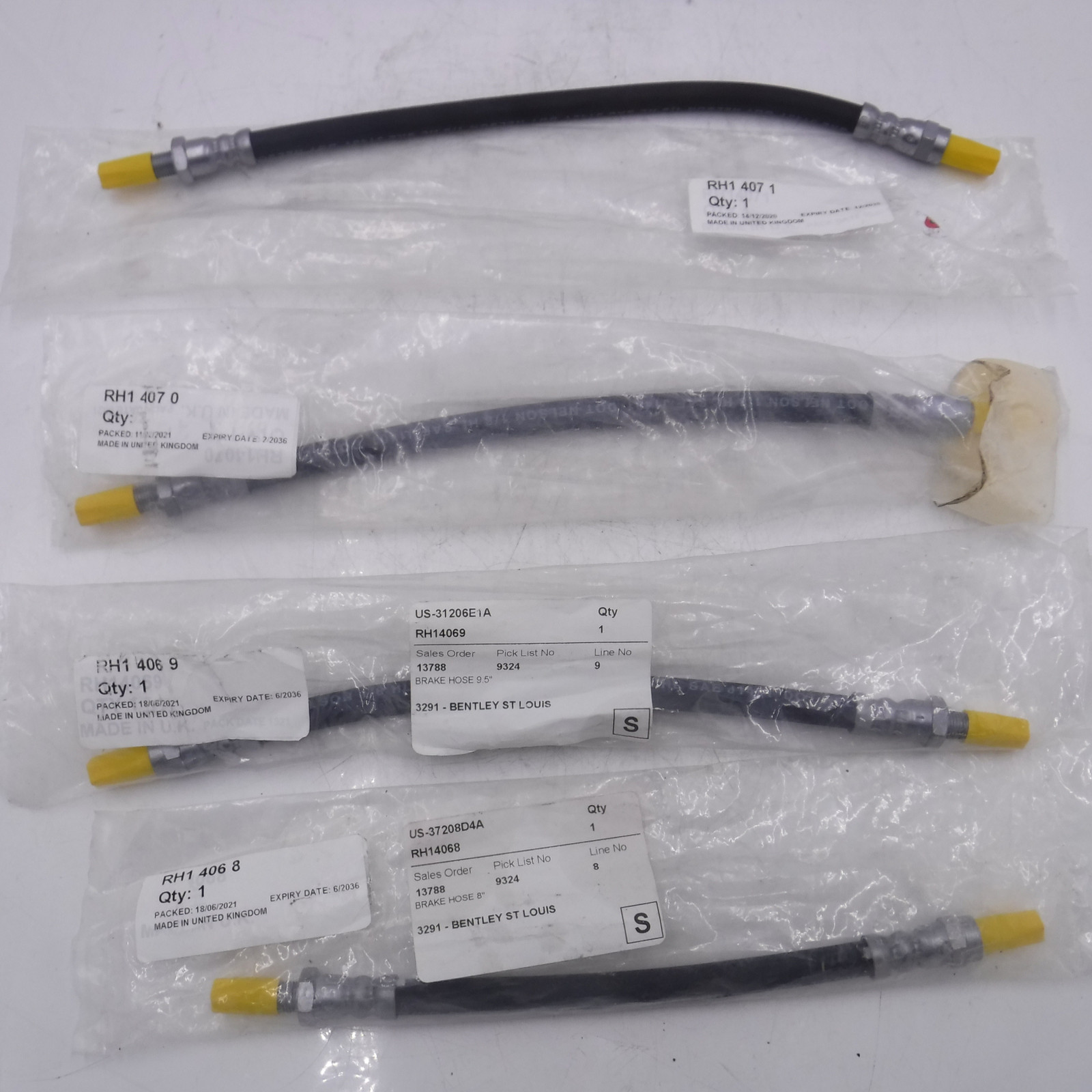 Genuine OEM Bentley Brake Line Hose Kit RH14068 14069 14070 & 14071