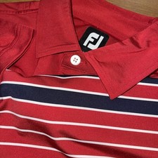 Footjoy Shirt Men M Red White Stripes Short Sleeve Golf Summer