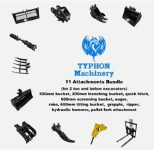 Attachments Mini Excavator : Grabber, Hammer, Ripper, Rake, Auger, Bucket, Thumb