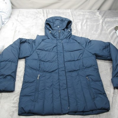 Columbia Down Jacket Womens Medium Blue Puffer Quilted Insulated Hooded Winter