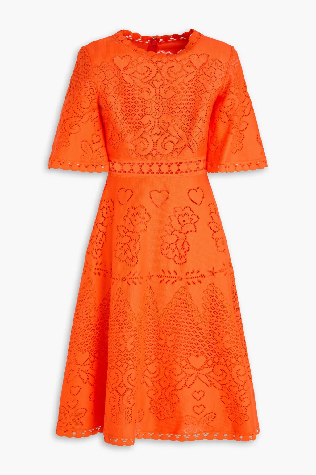 Valentino — Valentino Lace Crocheted Pointelle Midi Dress Orange Cotton IT44 US 8 MED NWOT