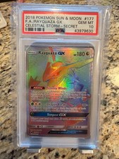 PSA 10 2018 POKEMON SUN & MOON CELESTIAL STORM #177 FA/RAYQUAZA GX SECRET RARE