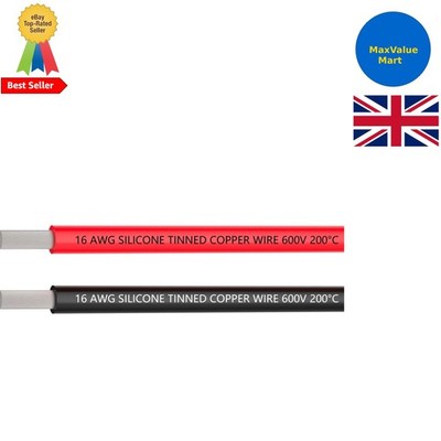 Weiche und flexible 16 AWG Silikonleitung - 3m Hochspannung verzinntes Kupferkabel