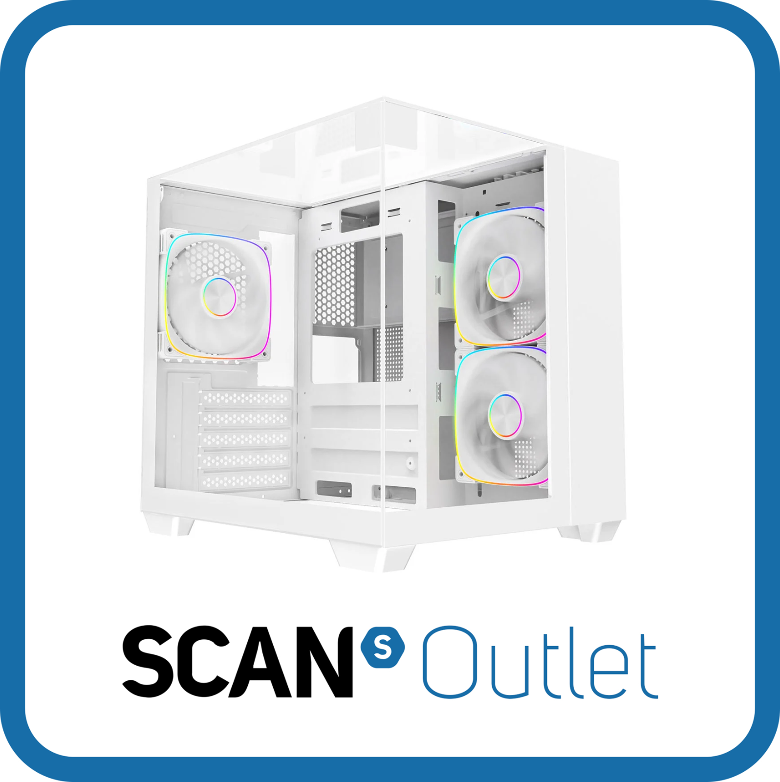 CIT Eclipse Mini MicroATX Dual Chamber Chassis, White, 3x ARGB Fans, Tempered Gl