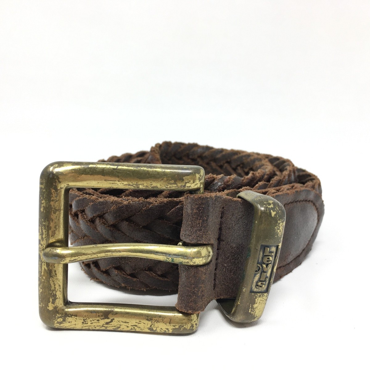 Levi Strauss & Co Belt Mens Size 38 Brown Woven Leather 
