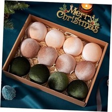Velvet Christmas Ornaments, 12pcs Christmas Tree Ornaments 3.15inch-tricolor