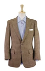Paul Stuart Brown Green Tweed Check 2-Btn Wool Sportcoat Blazer 36S