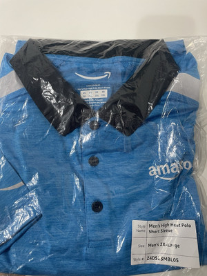 Amazon Shirt Men's Tropical Active Polo Uniform Short Sleeve Logo Reflective 2xl