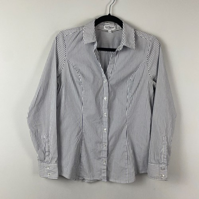 #ad #ad Express Ultimate Essential Shirt Original Fit Shirt Size M White Blue Stripe $15.95