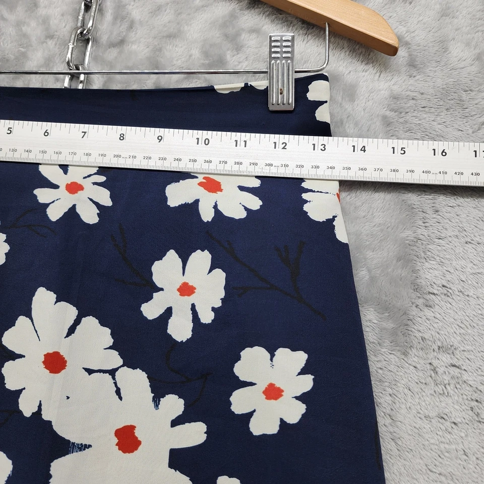 Freelance Skirt Womens S Blue White Floral Midi A-Line Preppy Modest Side Zip - Image 4 of 4