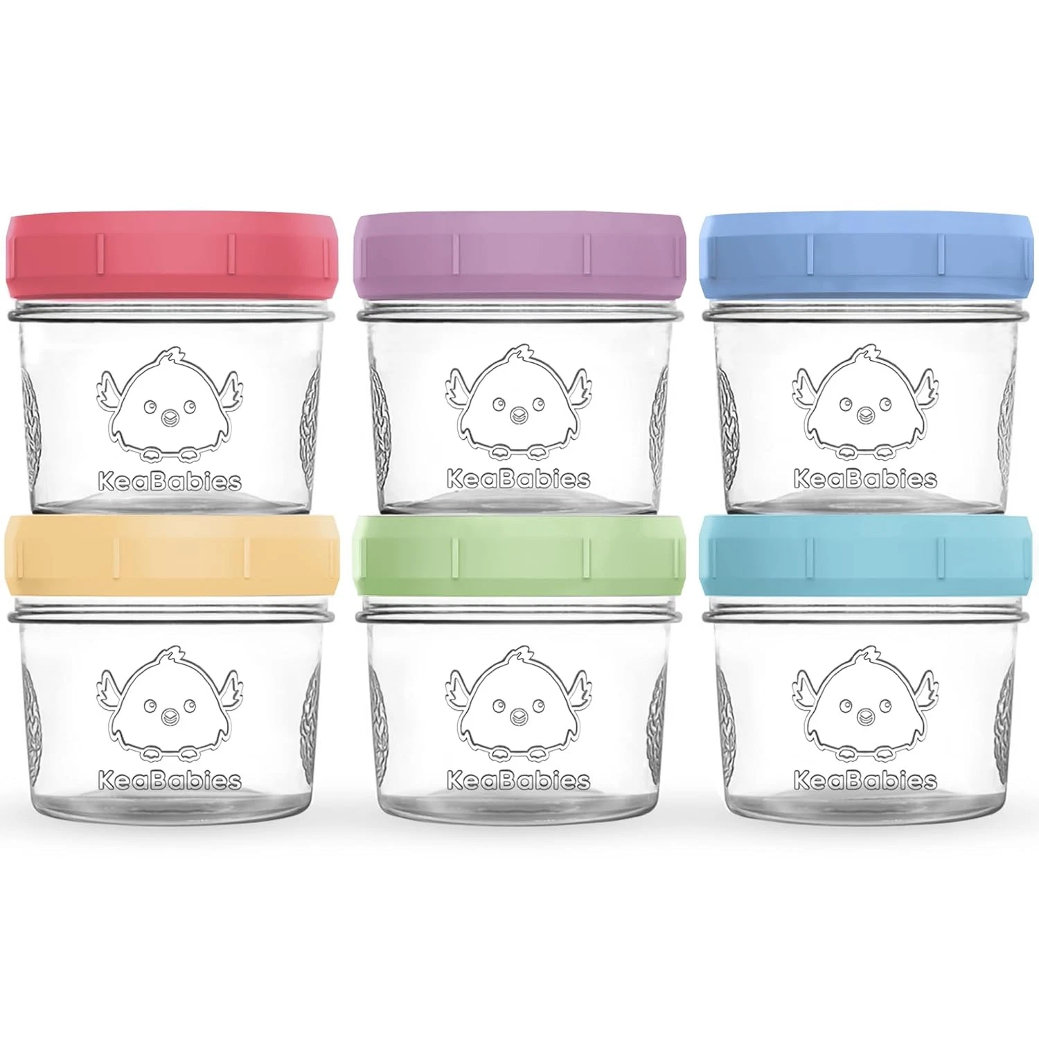 6pk 4oz Glass Baby Food Containers W/ Lids Leak-Proof Microwavable Small Glass