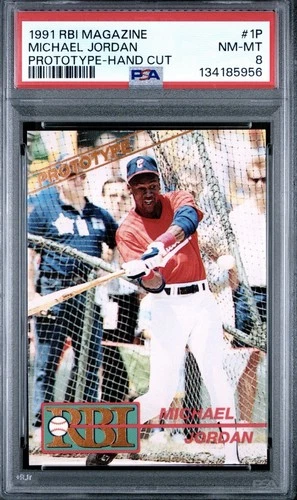 1991 RBI Magazine Prototype Hand Cut #1P MICHAEL JORDAN NM-MT PSA 8