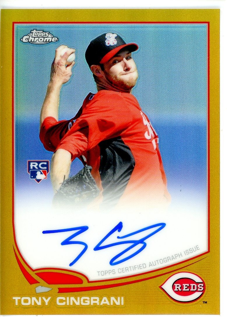 2013 Topps Chrome Gold Refractor Rookie Auto #171 Tony Cingrani /50