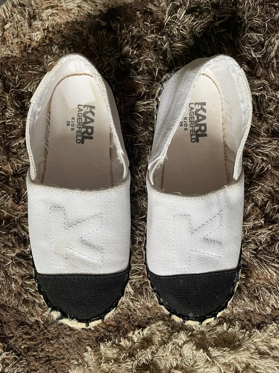 Karl Lagerfeld Girls Kids Slip on Shoes White Black UK Infant