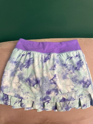 Ivivva Size 12 Girls Green/Purple/White Ruffled Set The Pace Skirt