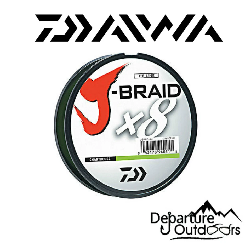 Línea de pesca trenzada Daiwa J-Braid X8 - 165 yardas (150 m) línea Chartreuse Foto 2 de 2