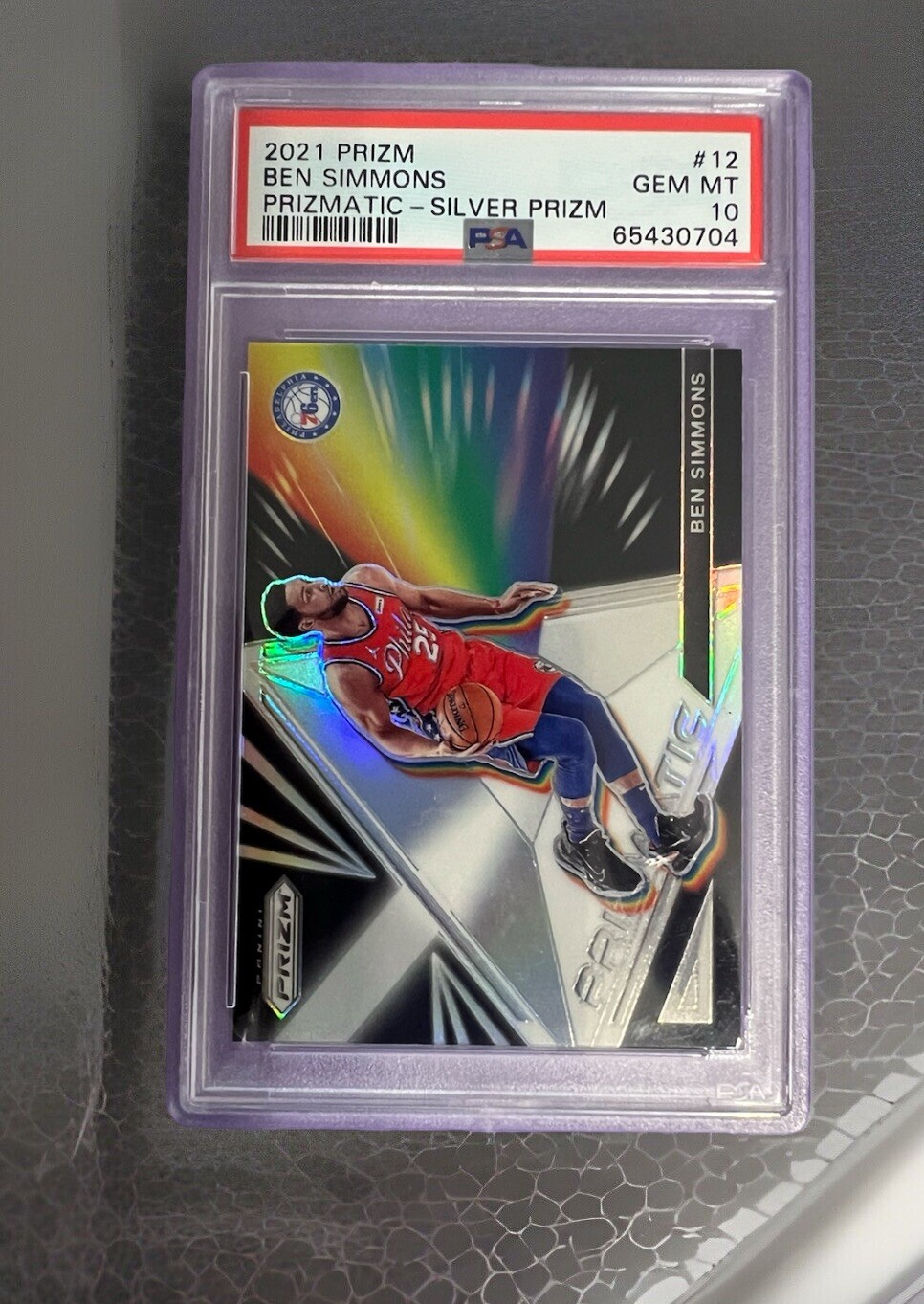 2021 Panini Prizm Prizmatic 12 Ben Simmons Silver Prizm - GEM MT 10