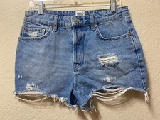BDG Urban Outfitters Blue stretch distressed denim cut off jean shorts sz 30