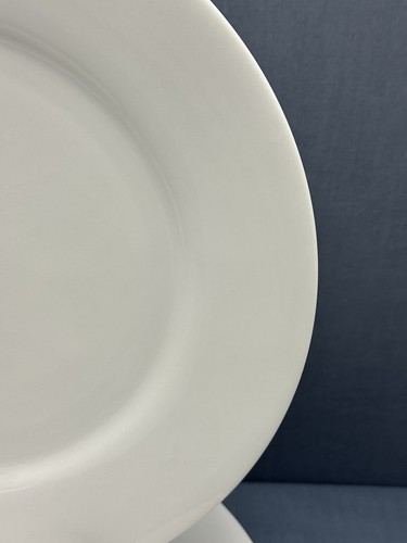 Crate & Barrel ALL WHITE Porcelain 11 1/8" DINNER PLATES Sri Lanka SET OF 4 - Picture 3 of 14