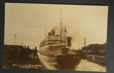 Arrival Of The Royal George at Avonmouth Dock Port Postcard Steamship RPPC Boat