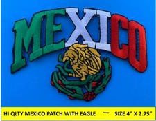 PARCHE BANDERA DE MÉXICO con ÁGUILA HIERRO COSER BORDADO EMBLEMA MEXICANO (4"x2.75")