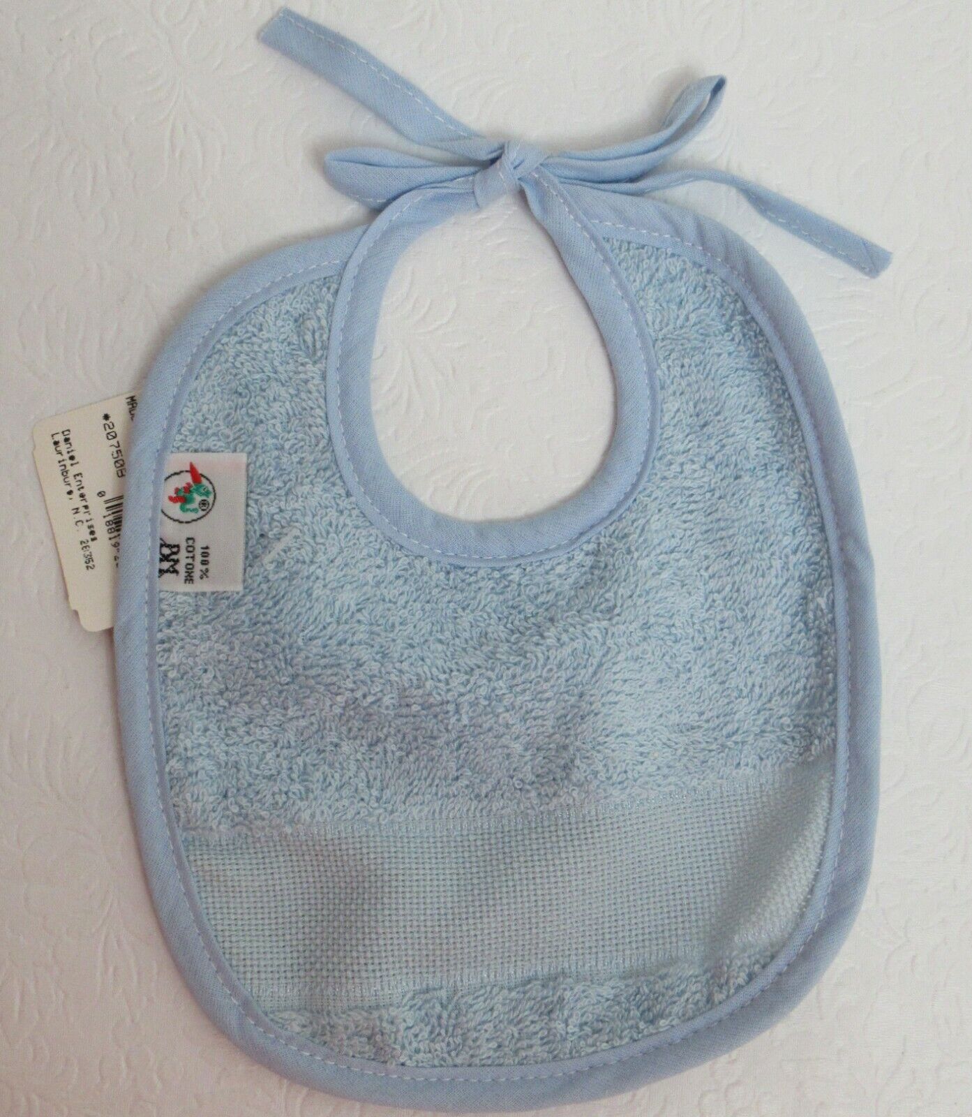 Crafter's Pride Cross Stitch Baby Bib Blue Aida New   
