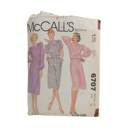 McCall's 6707 Misses Dress Size 14 Bust 36 1970s